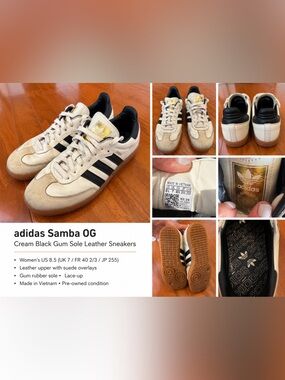 adidas Samba OG Sneakers in Cream, Black & Gum